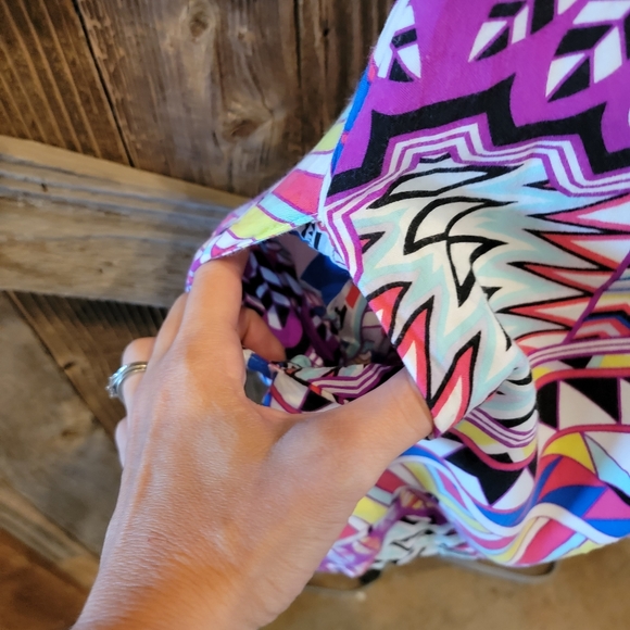 Uncle Frank Multi-Colored Print Geo Shift Dress S 100% Rayon Pockets Summer ^ - Picture 4 of 8